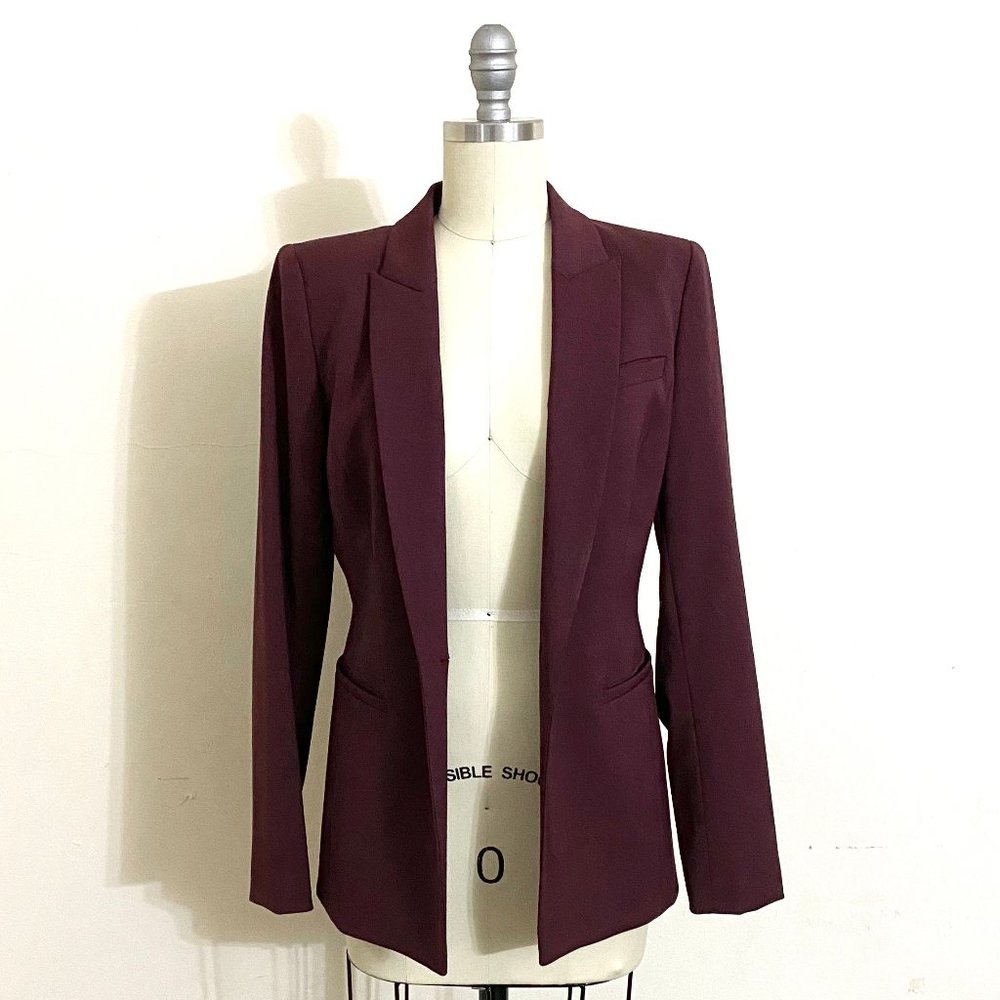 NWT Lafayette 148 Harvey Wool Blazer in Burgundy